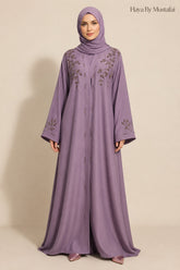 Elif Lavender Asma Abaya – Premium Korean Zoom Fabric