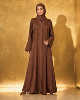 Ayesh Dubai Style Handwork Abaya – Chocolate Brown