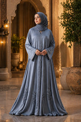Luna Royale Abaya – Steel Blue