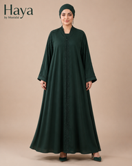 Mahra Luxury Embroidered Abaya Green