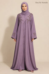 Elif Lavender Asma Abaya – Premium Korean Zoom Fabric