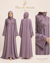 Elif Lavender Asma Abaya – Premium Korean Zoom Fabric