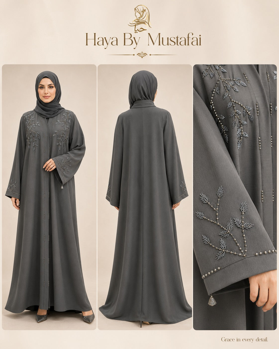 Aylin Smoky Grey Asma Abaya
