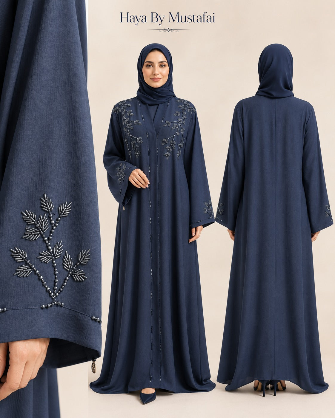 Selin Navy Asma Handwork Abaya