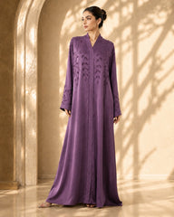 Ayesh Dubai Style Handwork Abaya – Lilac | Premium Korean Zoom Fabric