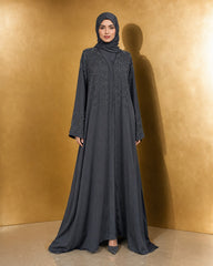 Ayesh Dubai Style Handwork Abaya – Charcoal Grey