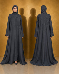 Ayesh Dubai Style Handwork Abaya – Charcoal Grey