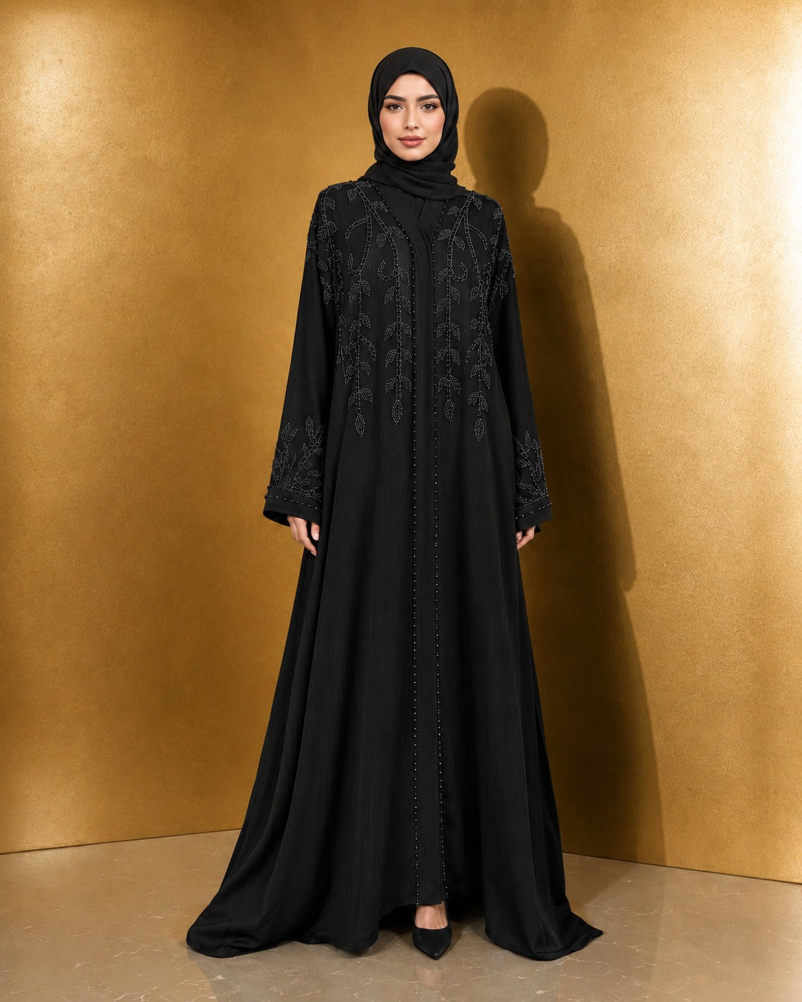 Ayesh Dubai Style Handwork Abaya – Black