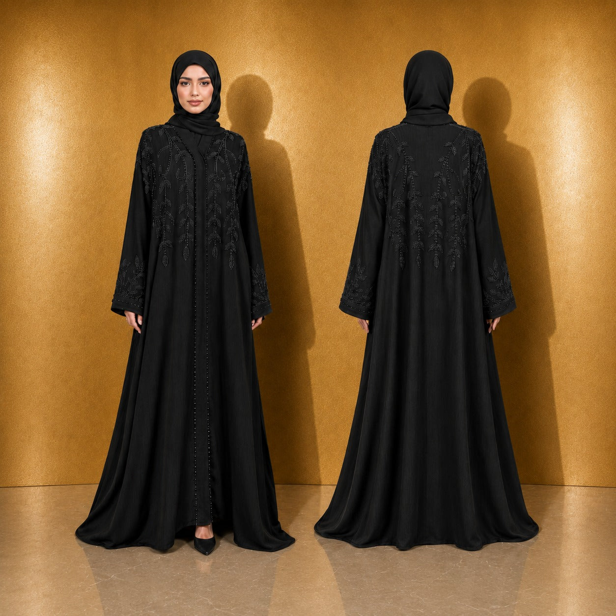 Ayesh Dubai Style Handwork Abaya – Black