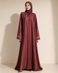 Layan Korean Nida Abaya – Maroon | Tissue Patch Sleeves