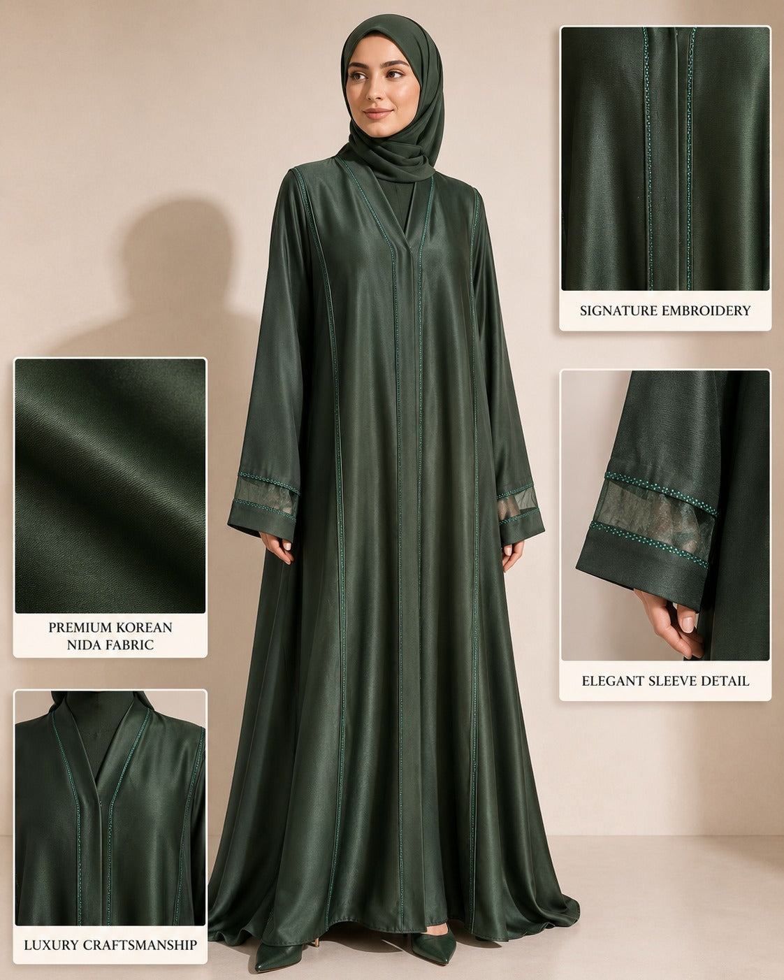 Layan Korean Nida Abaya – Emerald Green