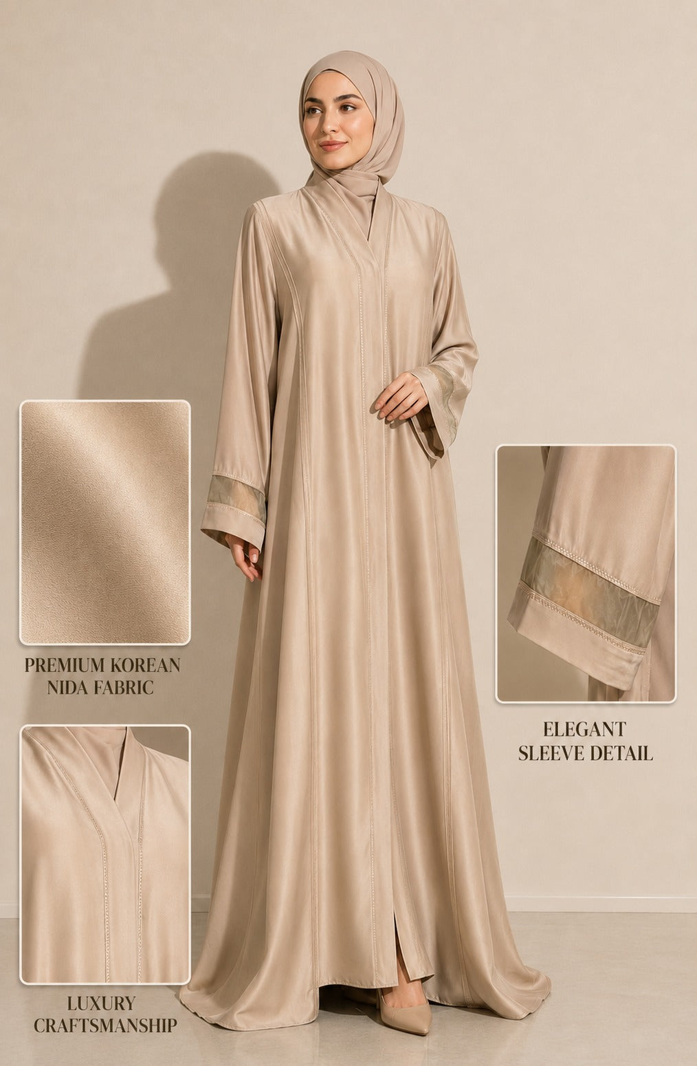 Layan Korean Nida Abaya – Beige