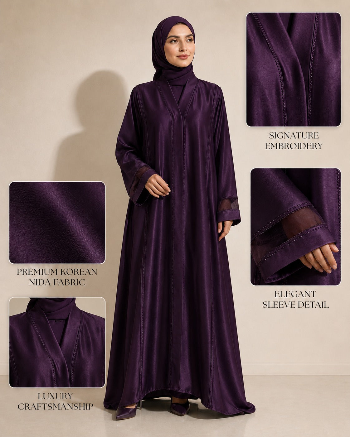 Layan Korean Nida Abaya – Deep Plum