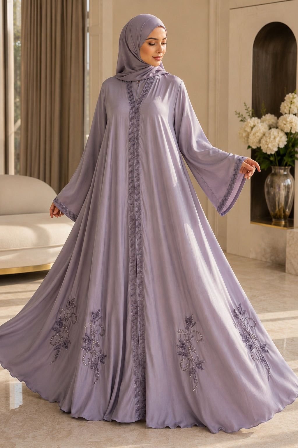 Luna Royale Abaya – Lilac