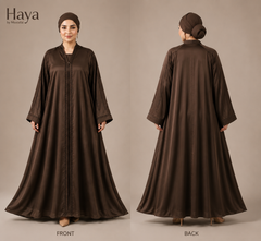 Mahra Brown Luxury Embroidered Abaya