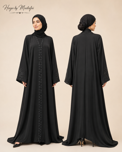 Jawhara Black Embroidered Abaya