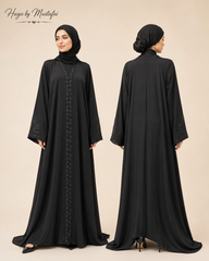 Jawhara Black Embroidered Abaya