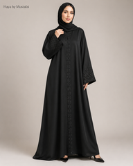 Jawhara Black Embroidered Abaya
