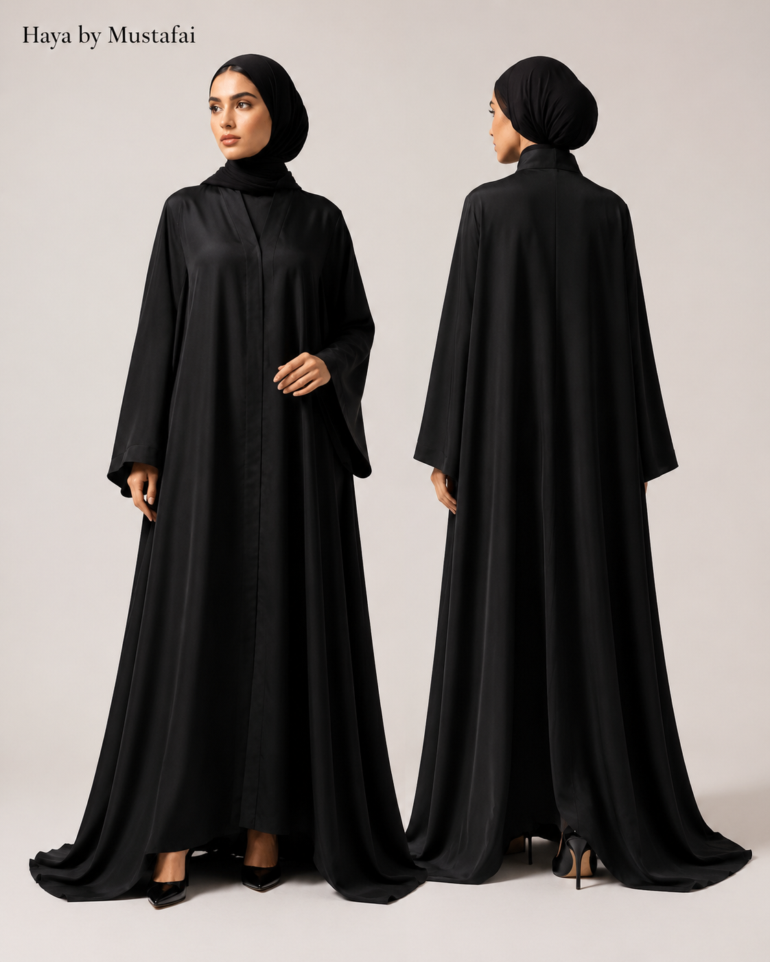 Lujain Open Front Korean Nidah Flare Abaya