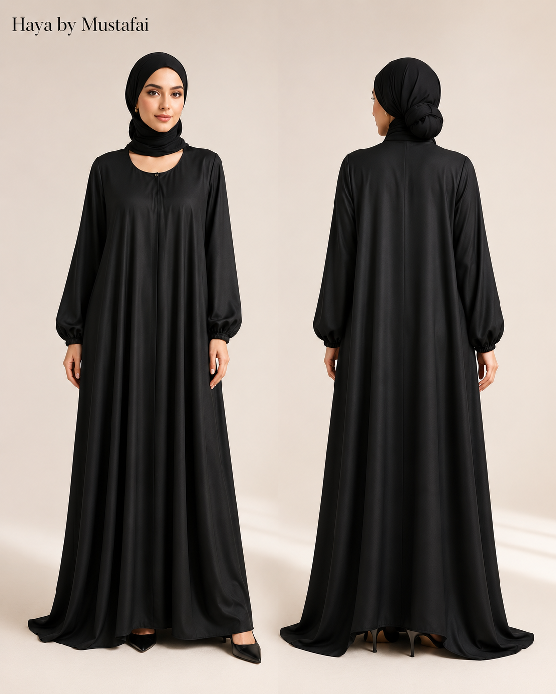 Aseel Abaya – Korean Nidah Full Flare Black Abaya