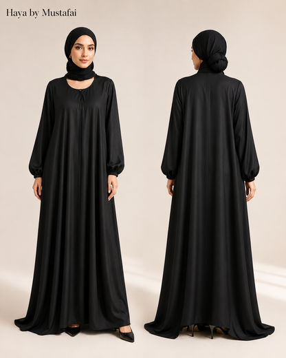 Aseel Abaya – Korean Nidah Full Flare Black Abaya
