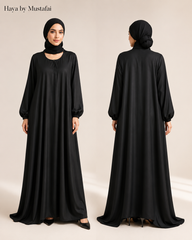 Aseel Abaya – Korean Nidah Full Flare Black Abaya