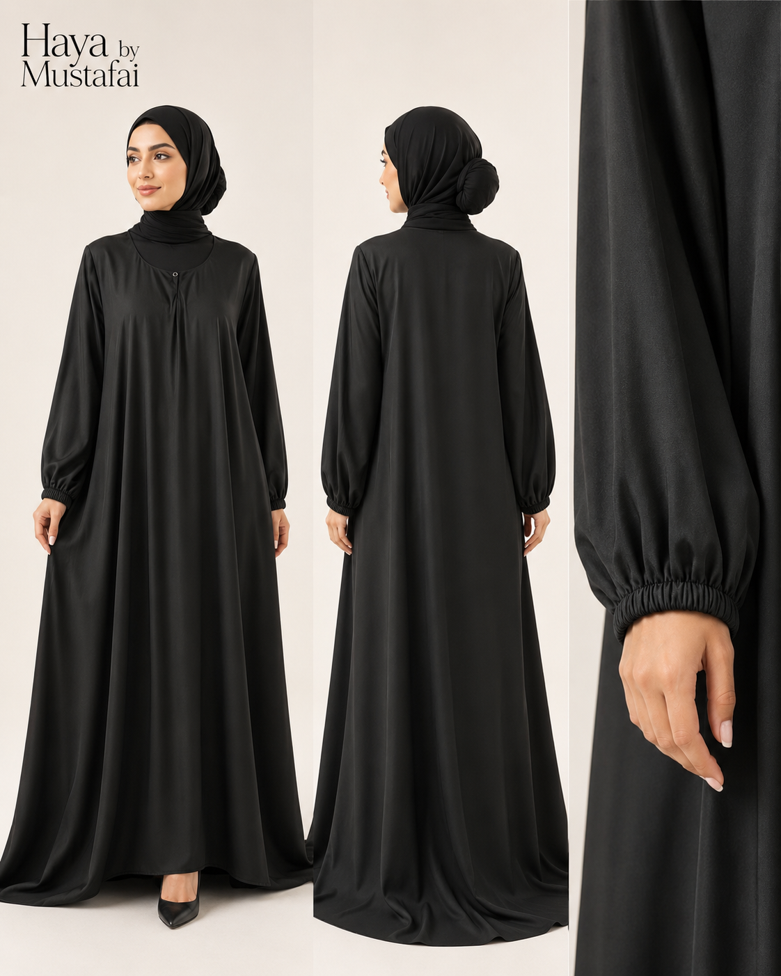 Aseel Abaya – Korean Nidah Full Flare Black Abaya