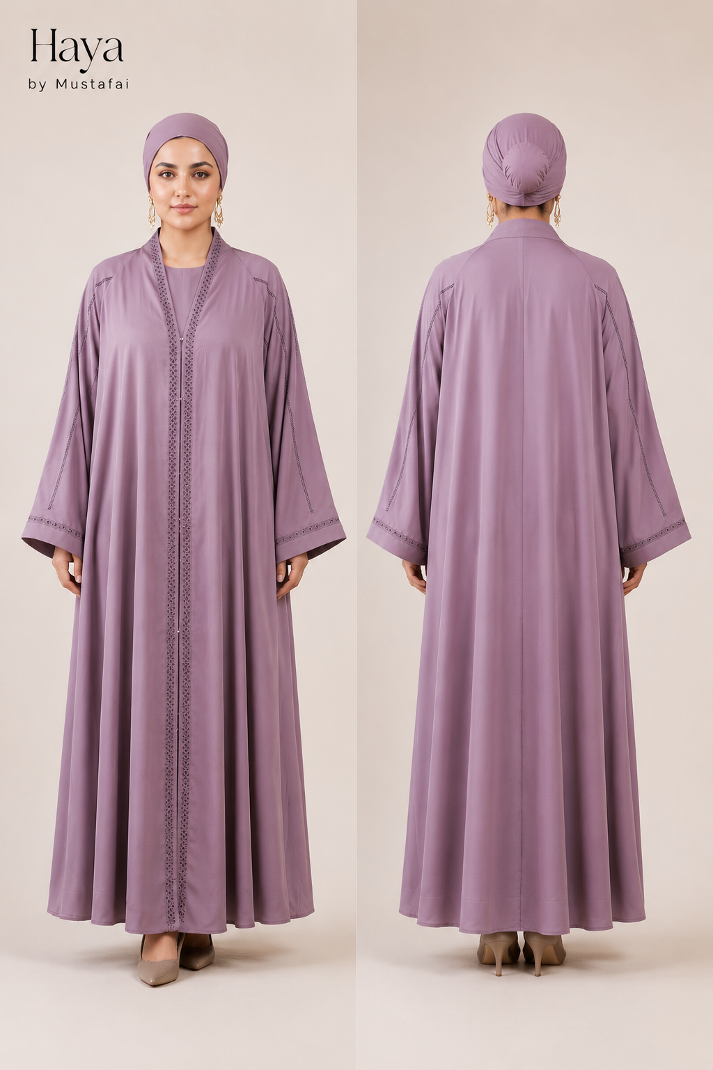 Mahra Luxury Embroidered Abaya Lilac