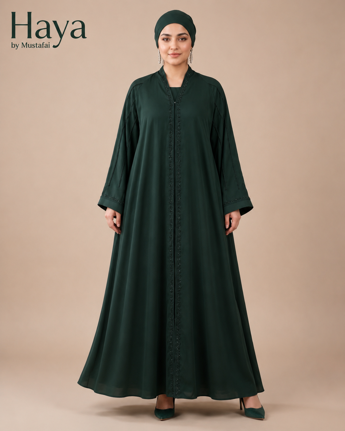 Mahra Luxury Embroidered Abaya Green
