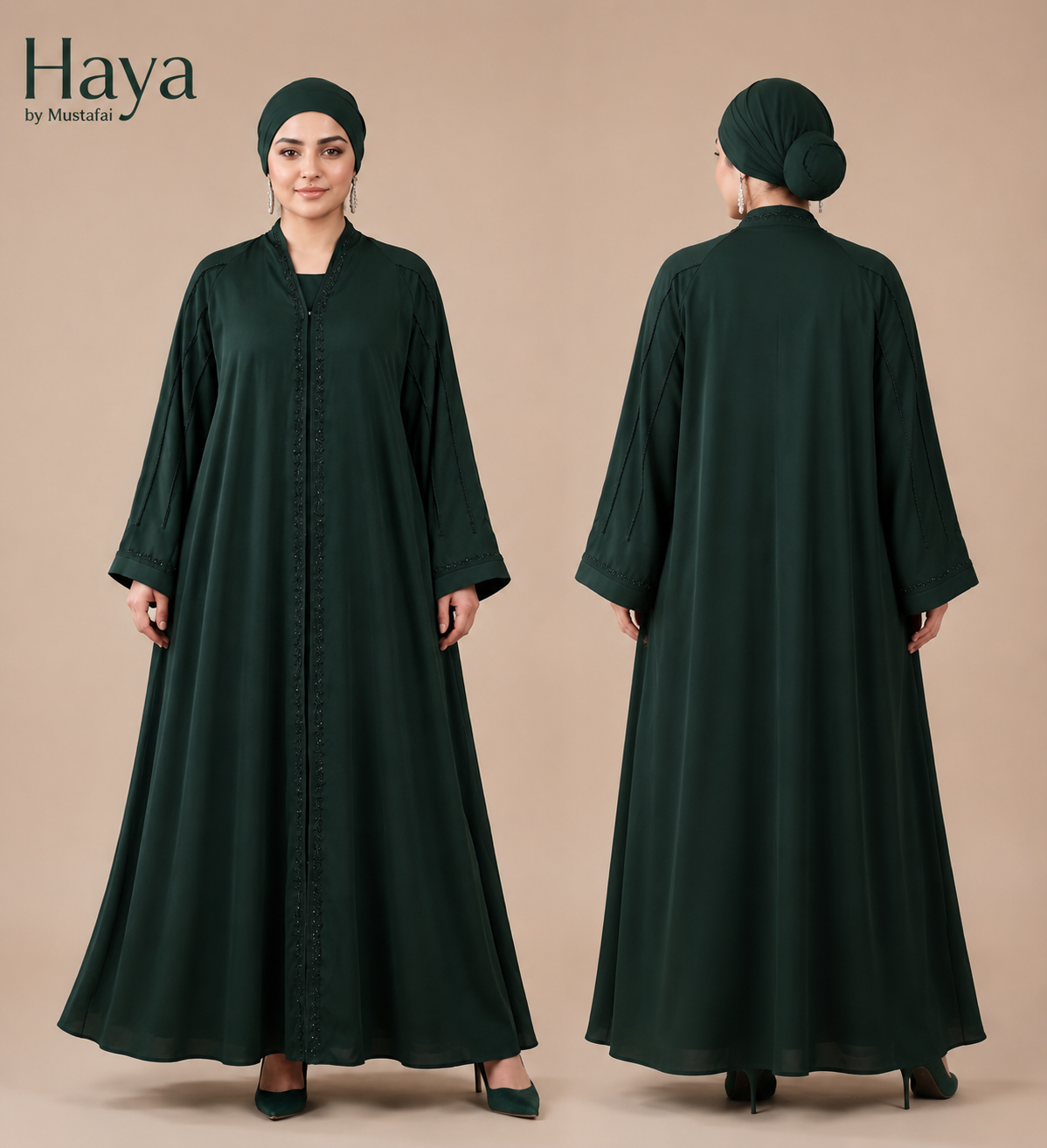 Mahra Luxury Embroidered Abaya Green